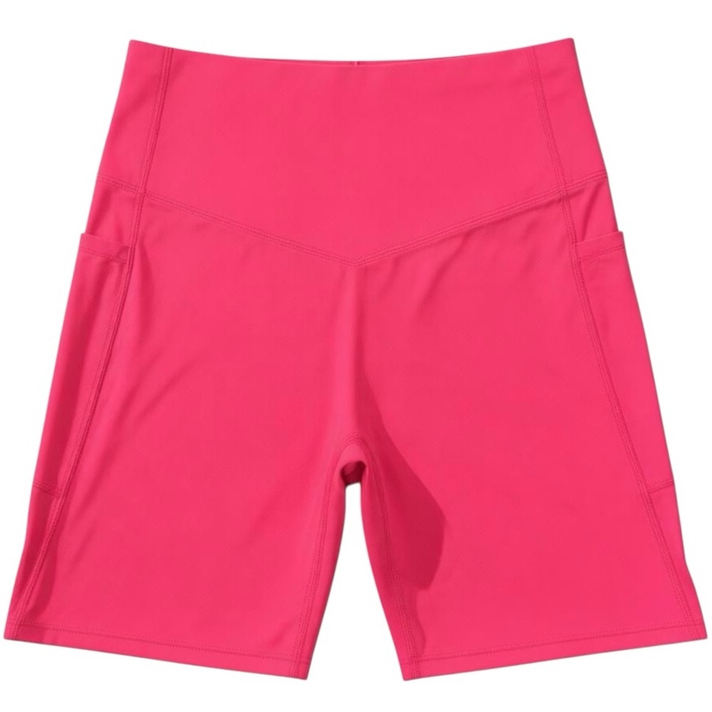Halara Biker Shorts High Rise 7” Tummy Control Sculpt Pockets Pink M Barbiecore